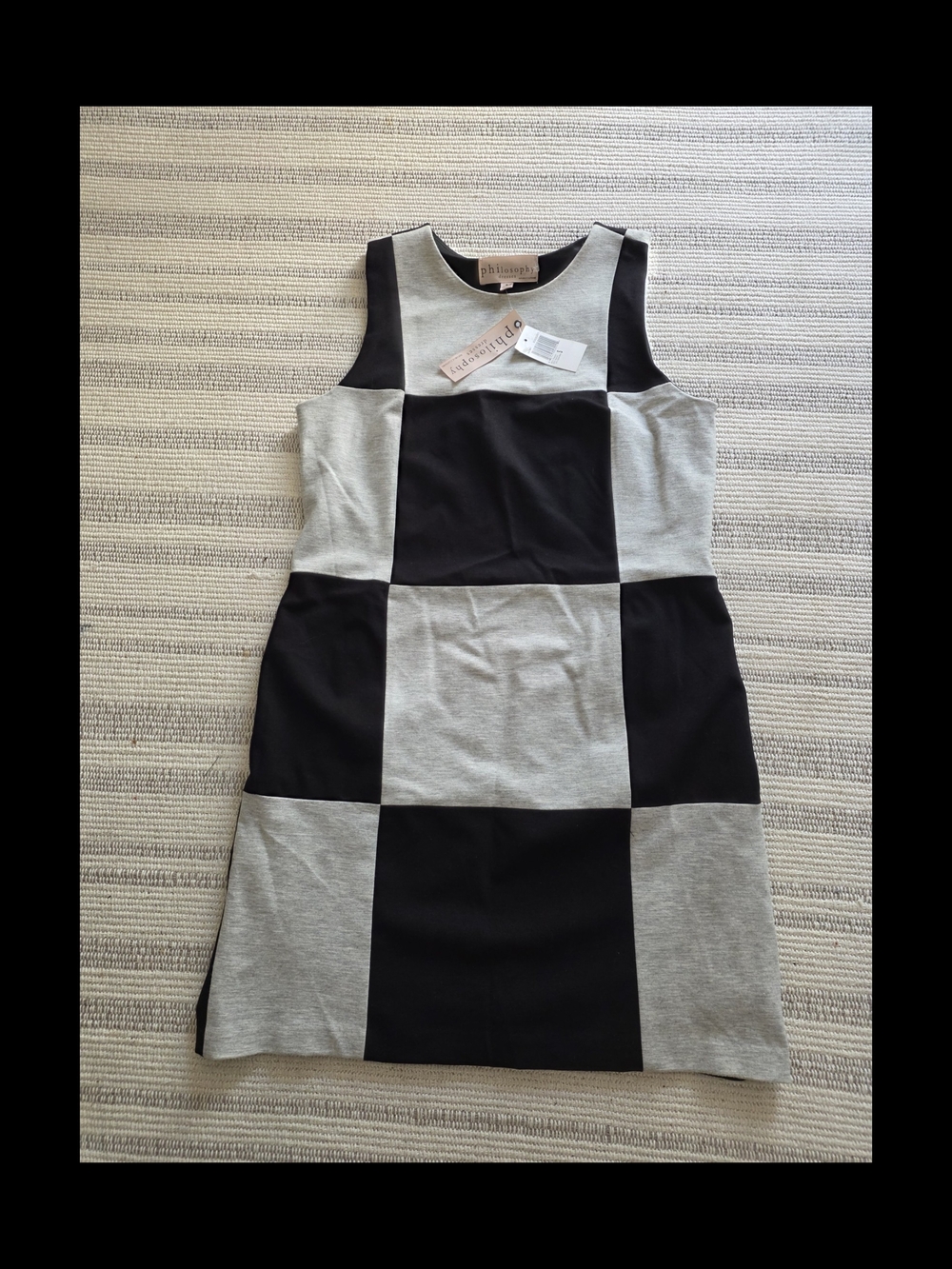 Philosophy Black and Light Gray Checkerboard Shift Dress